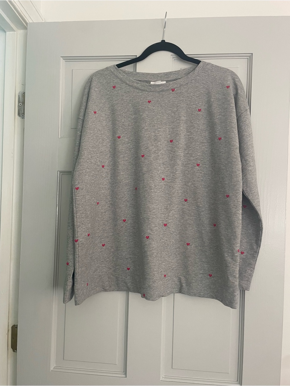 J. Jill Gray Sweatshirt with Pink Heart Print